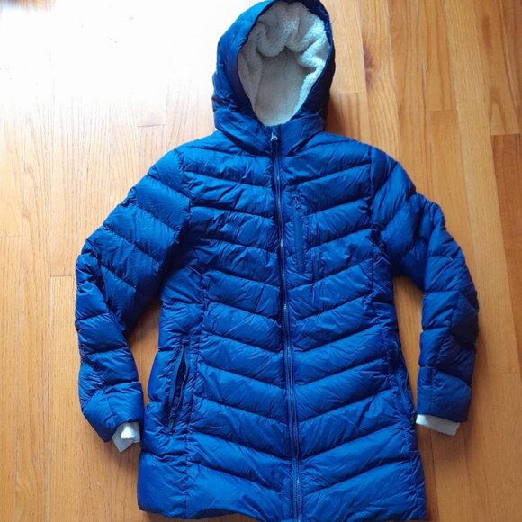 Eddie Bauer Kids size 14 Sherpa lined Down Coat.  Blue. - Picture 4 of 7